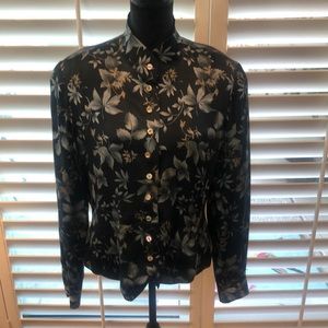 Dana Buchman silk floral blouse.